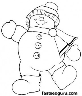Christmas Happy Snowman Coloring Page 289x338 Christmas Happy Snowman Coloring Page