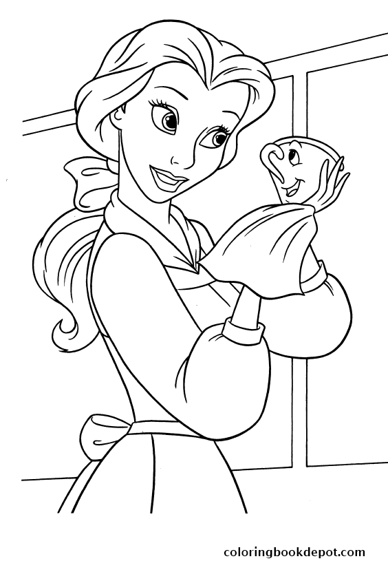 564x815 Belle Cleaning Chip Disney Princess F719 Coloring Pages