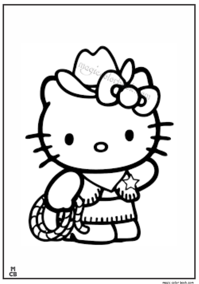 685x975 Cowboy Hello Kitty Coloring Pages