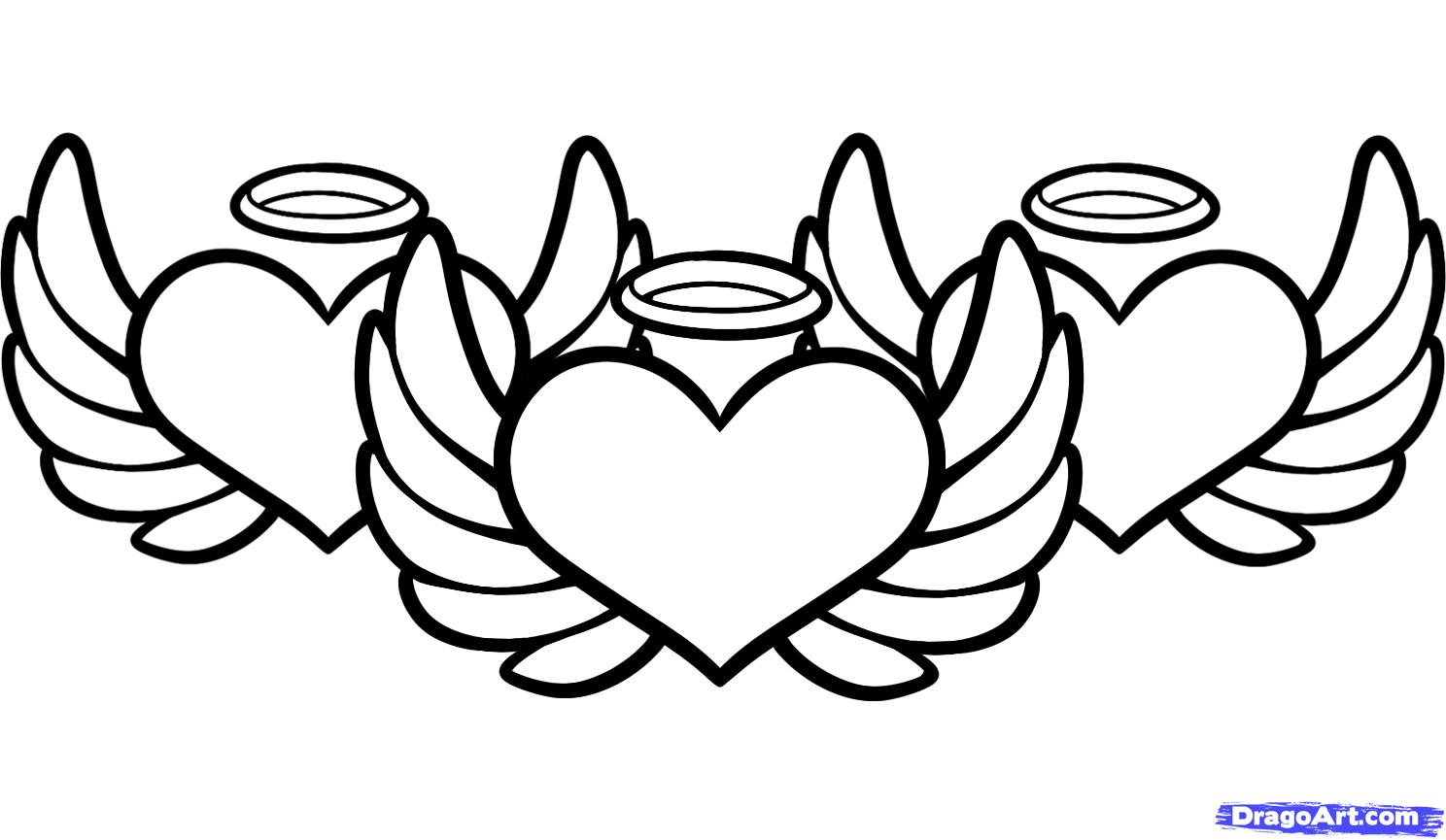 Hearts With Wings Coloring Page Free Download 1488x865 Hearts With Wings Coloring Page Free Download