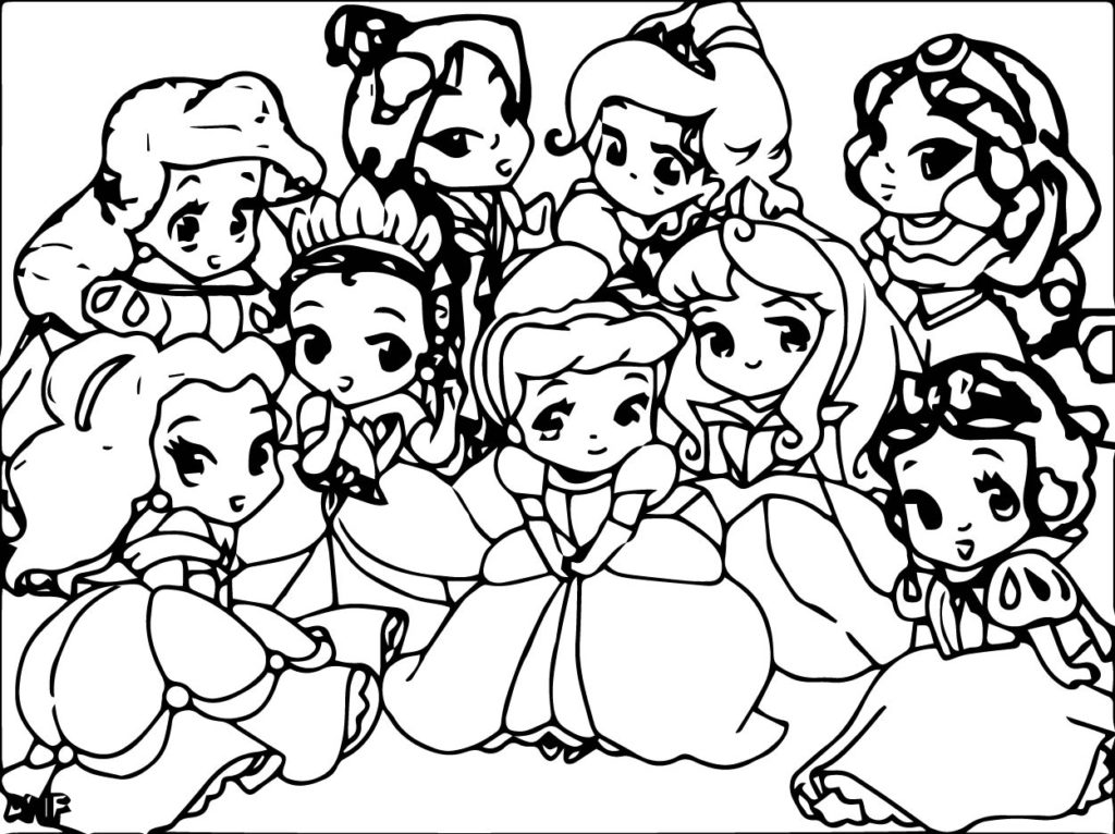 Disney Princess Cuties Coloring Pages Cute Baby Page Printable 1024x766 Disney Princess Cuties Coloring Pages Cute Baby Page Printable