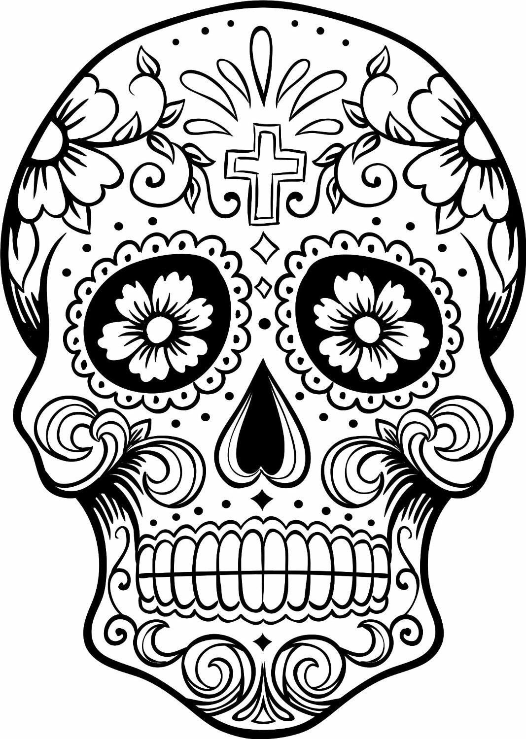 1067x1500 Day Of Dead Sugar Skulls Coloring Pages