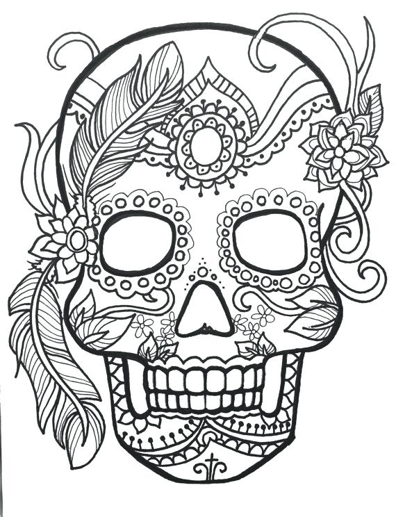 570x744 Printable Girl Sugar Skull Coloring Pages Day Of The Dead Original