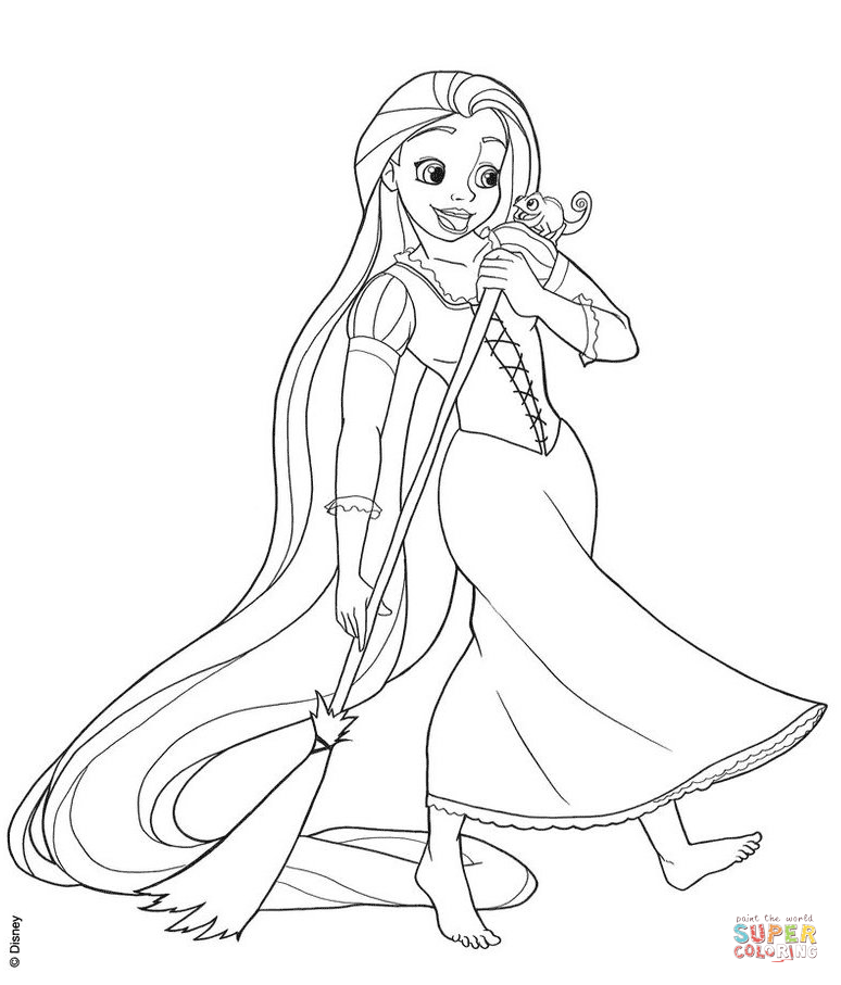 Rapunzel Sweeping Coloring Page.png Adelyn 774x907 Rapunzel Sweeping Coloring Page.png Adelyn