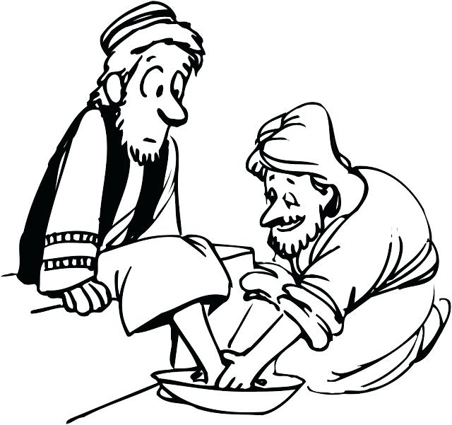 640x601 Jesus Washing Feet Coloring Page Foot Washing Coloring Pages Top