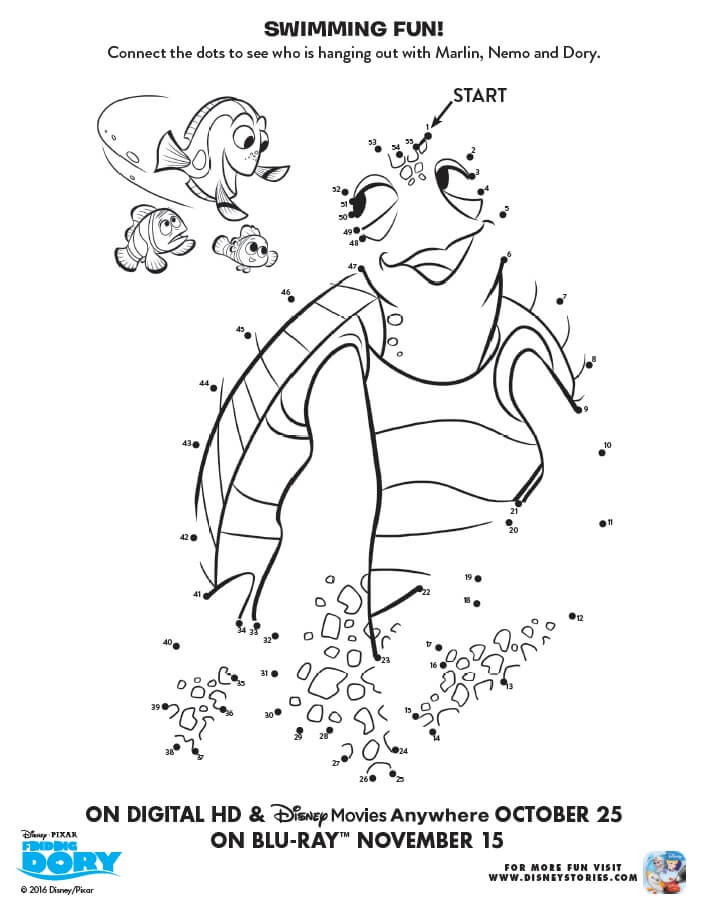 706x913 Printable Finding Dory Coloring Pages And Activity Sheets Free