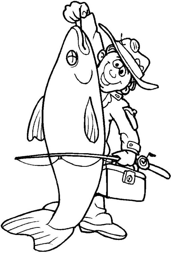 600x887 Fisherman Catch Big Fish Coloring Page Christnaz