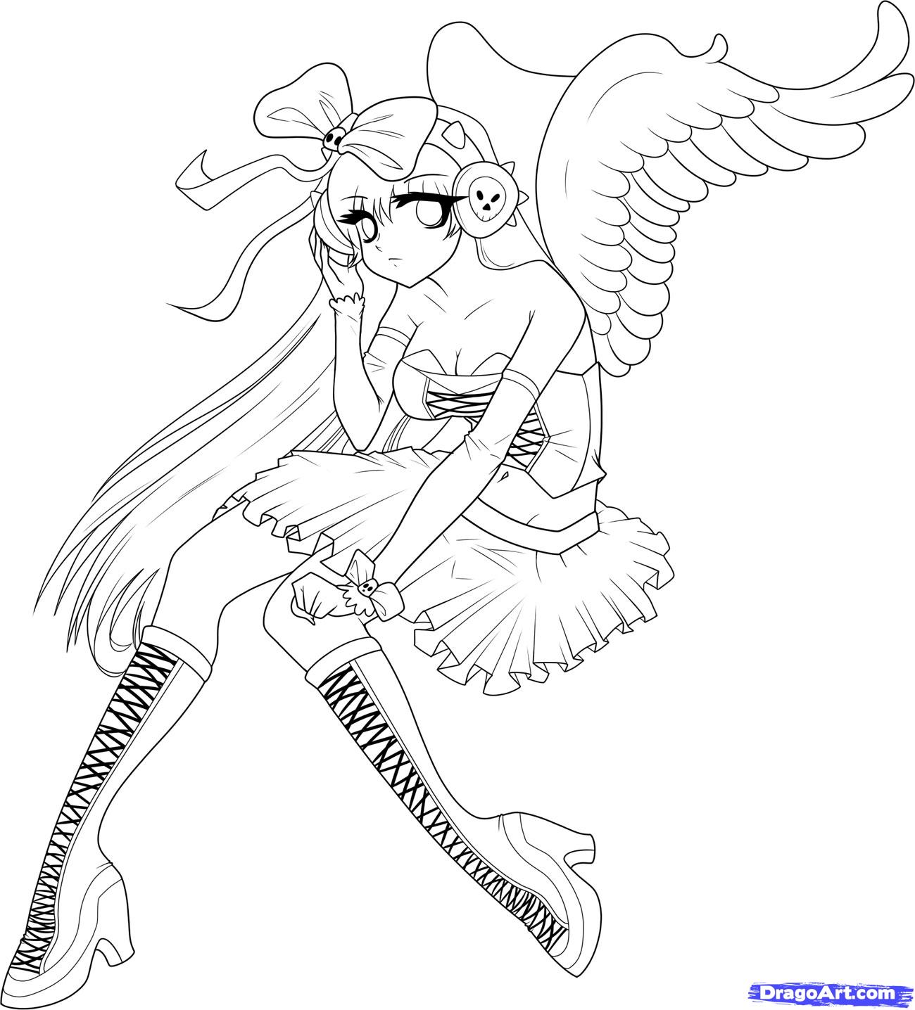 Anime Angel Coloring Pages 1300x1436 Anime Angel Coloring Pages