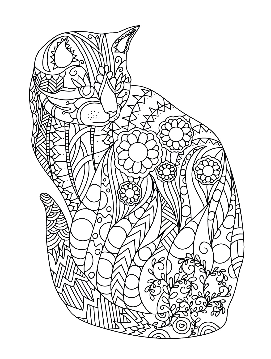 1148x1519 Nice Idea Cat Coloring Pages For Adults Colorish Book Mandala