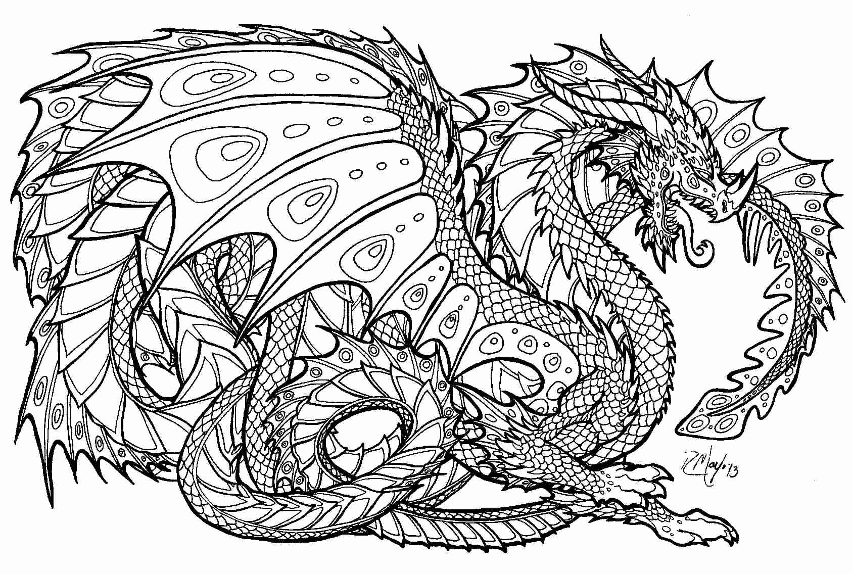 Coloring Pages For Adults Difficult Dragons