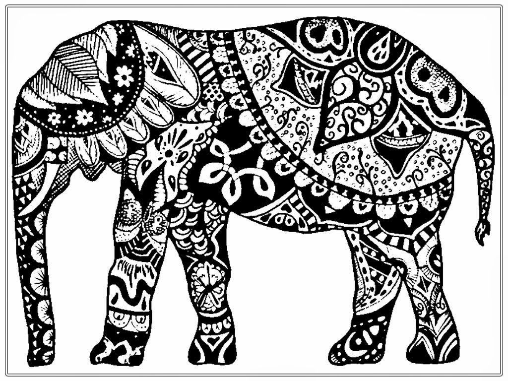 Elephant Coloring Pages For Adults 4 1024x768 Elephant Coloring Pages For Adults 4
