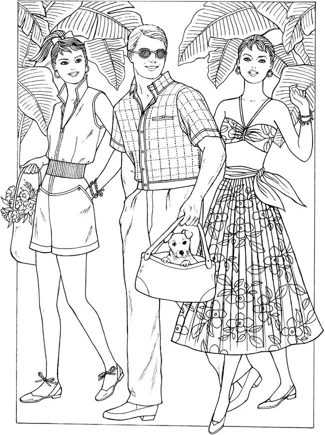 650x868 1950s Fashion Coloring Pages
