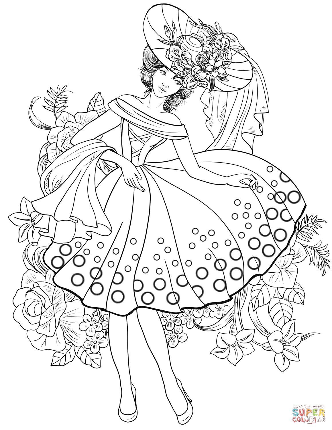 1159x1500 American Woman From 40s Coloring Page Fashion Coloring Pages