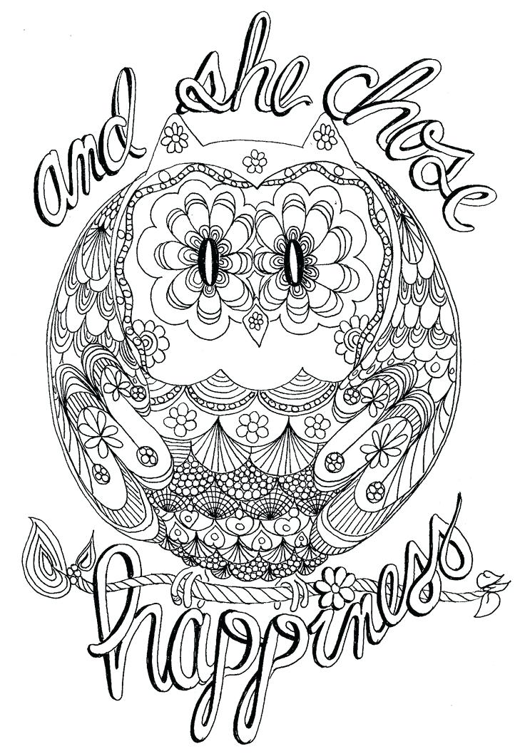 Owl Coloring Pages Happy Hippy Owl Coloring Page Owl 736x1061 Owl Coloring Pages Happy Hippy Owl Coloring Page Owl