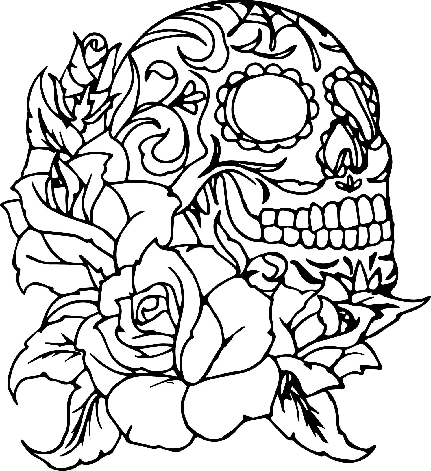 Coloring Pages Of Roses And Skulls Snap Cara 1491x1631 Coloring Pages Of Roses And Skulls Snap Cara