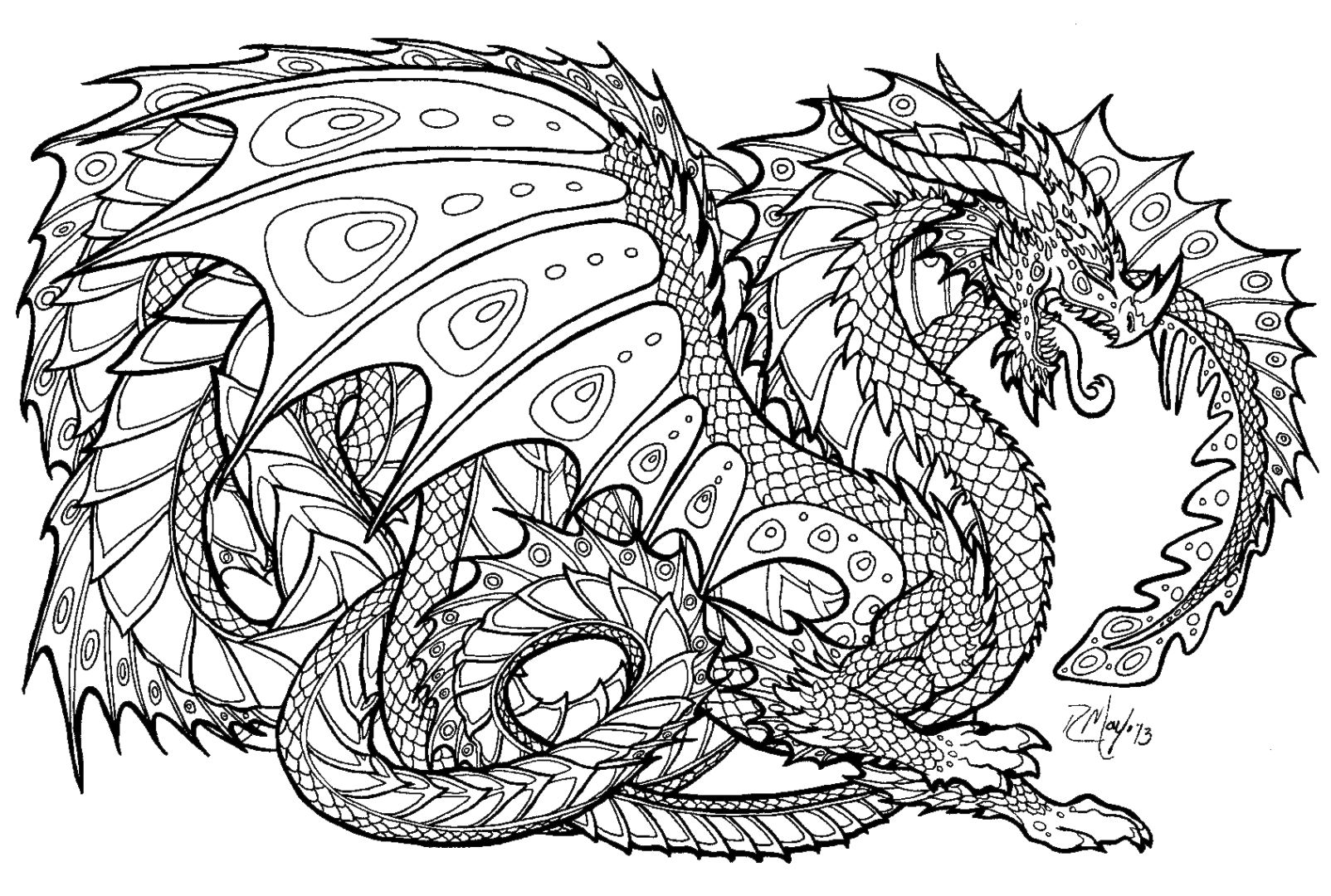 Dragon Coloring Pages For Adults 1604x1080 Dragon Coloring Pages For Adults