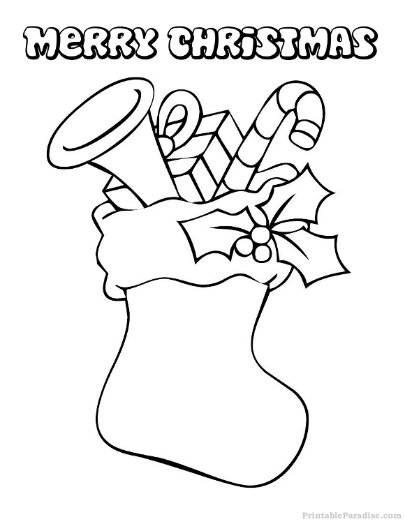 Printable Christmas Stocking Coloring Page 580x751 Printable Christmas Stocking Coloring Page