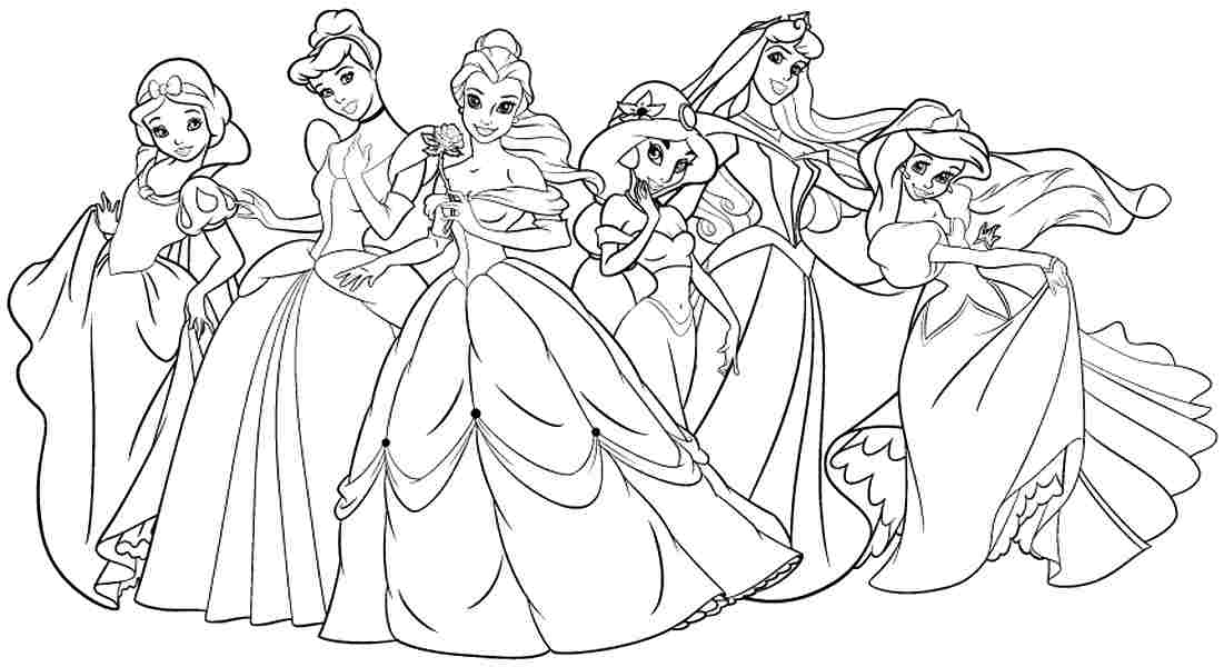 1101x600 All Princess Coloring Pages Timykids