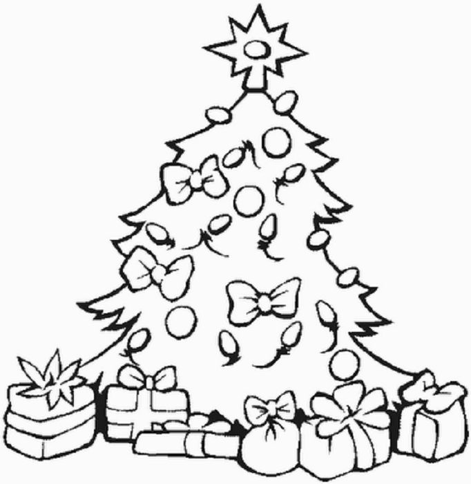 682x700 Printable Coloring Pages Christmas Tree And Presents Coloring Pages