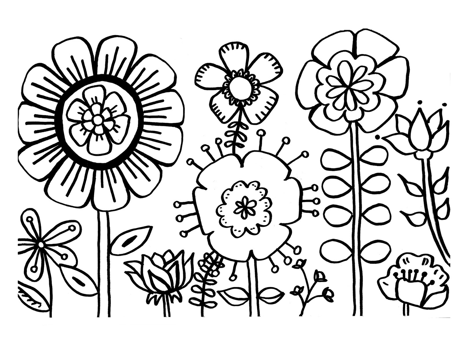 1600x1234 Flower Coloring Pages Printable Free Download