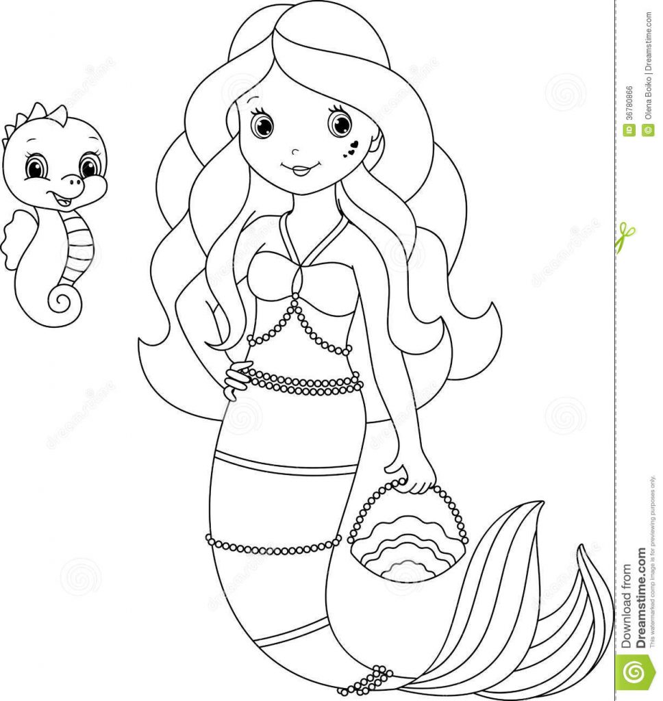 968x1024 Mermaid Coloring Page