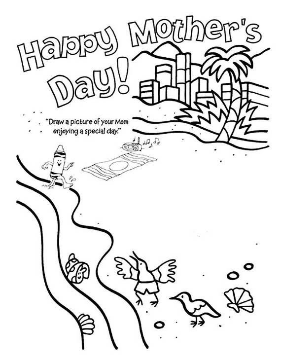 Happy Mothers Day Coloring Pages For Kids 570x734 Happy Mothers Day Coloring Pages For Kids