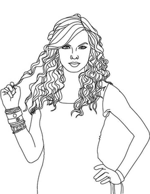 Taylor Swift Hold Her Hair Coloring Page Color Luna 600x775 Taylor Swift Hold Her Hair Coloring Page Color Luna