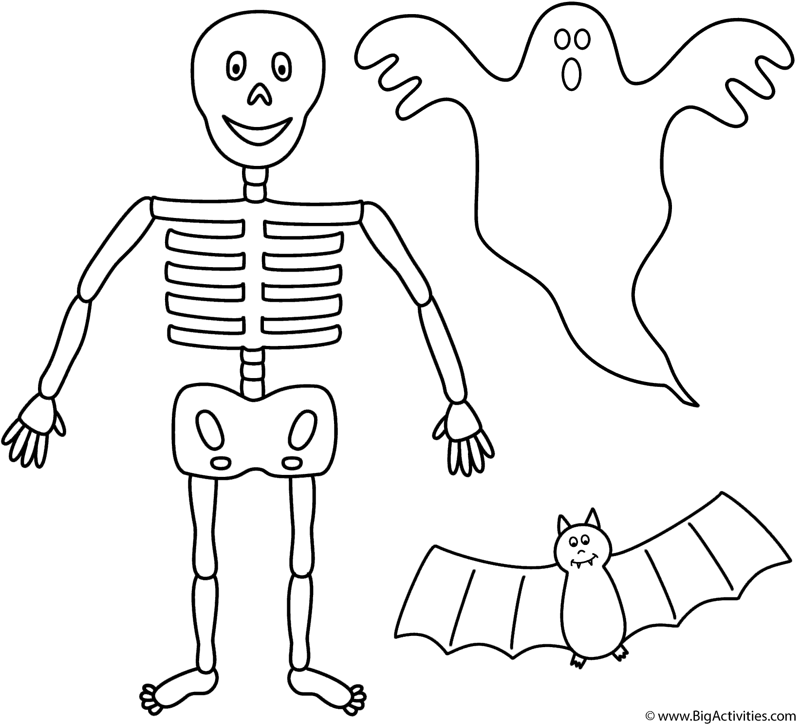 Skeleton With Bat And Ghost Coloring Page Halloween Ghost Coloring 1645x1490 Skeleton With Bat And Ghost Coloring Page Halloween Ghost Coloring