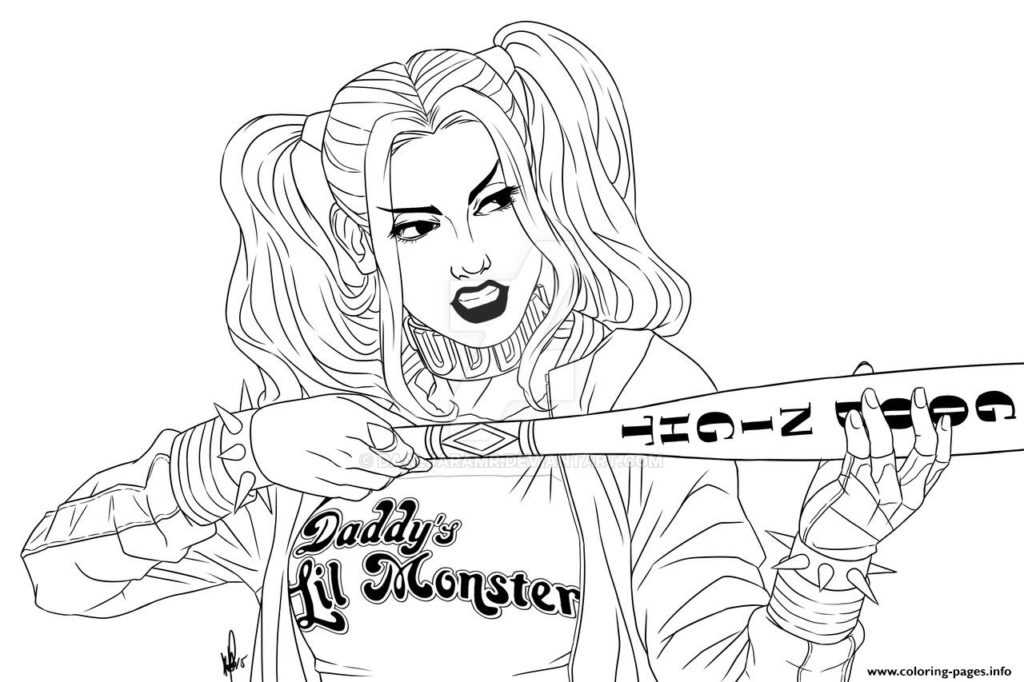 1024x682 Harley Quinn Coloring Page Opportunities Pages 0 Of With Get Bubbles