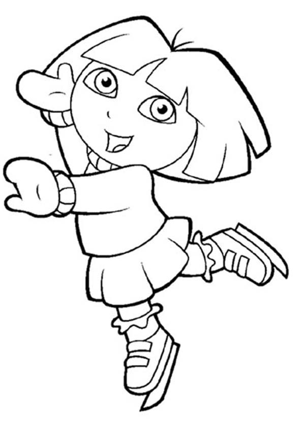 600x850 Dora Play Ice Skating In Dora The Explorer Coloring Page