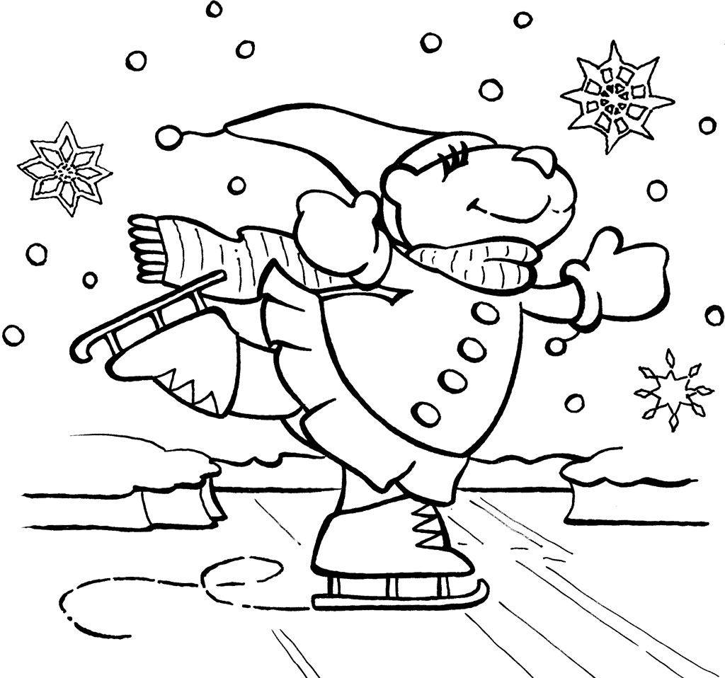 1024x958 Bear Ice Skating Coloring Page Story Time Outstanding