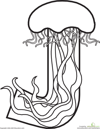 Letter J Coloring Page Animal Alphabet, Worksheets And Jellyfish 340x440 Letter J Coloring Page Animal Alphabet, Worksheets And Jellyfish