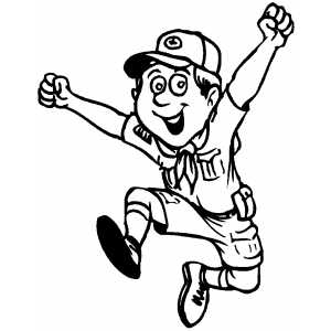 Happy Jumping Boy Scout Coloring Page 300x300 Happy Jumping Boy Scout Coloring Page
