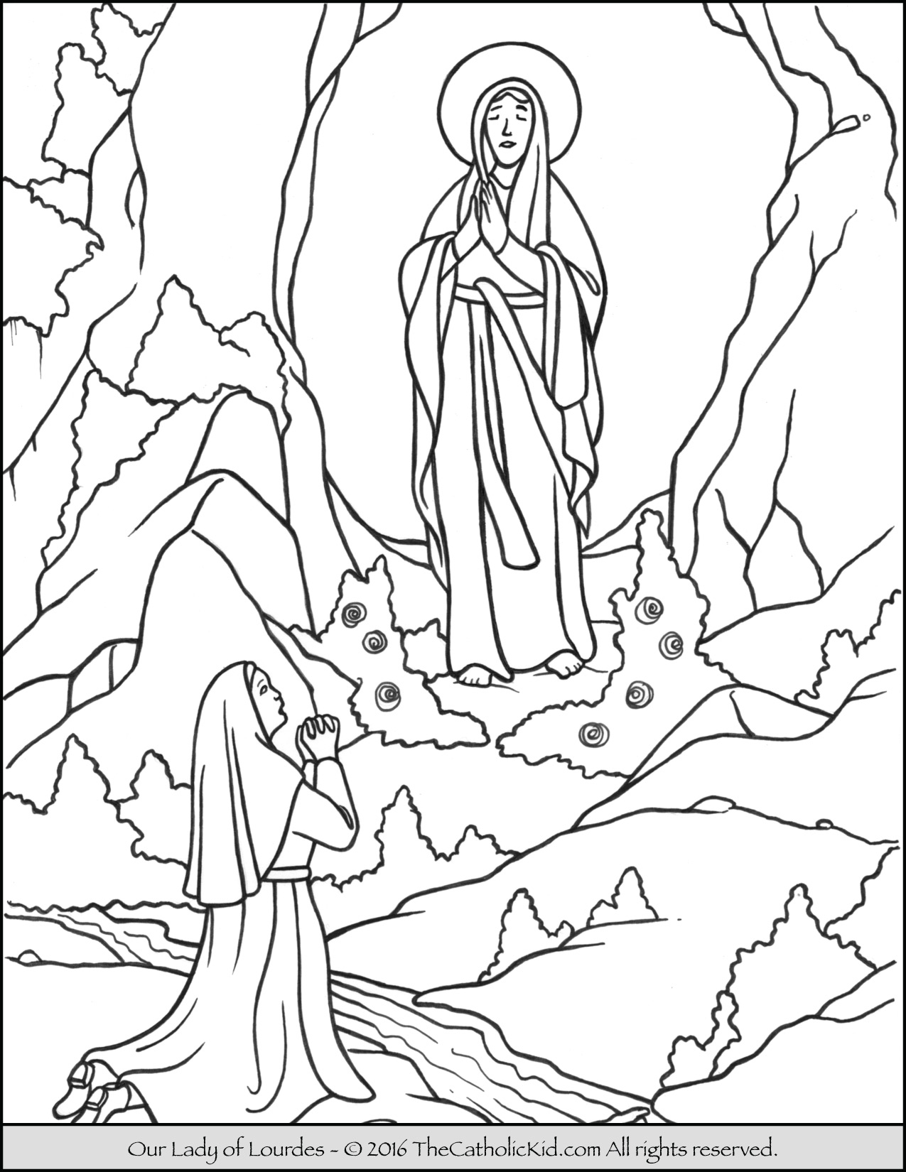 1275x1650 Our Lady Of Lourdes Coloring Page