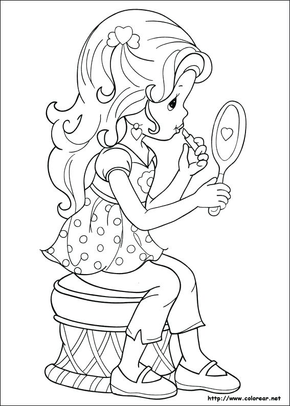 567x794 Makeup Coloring Pages Precious Moments Girl Makeup Lipstick Mirror