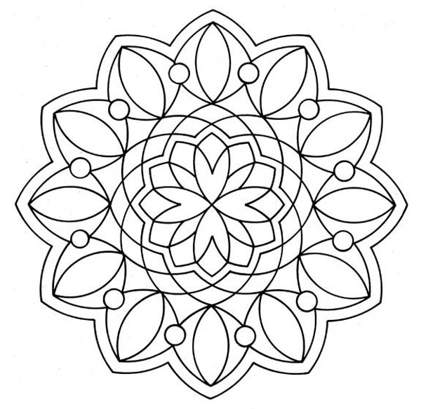 600x583 Simple Design Mandala Coloring Pages Batch Coloring