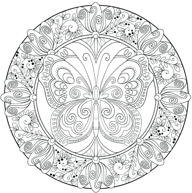 650x655 Coloring Pages Of Mandalas Simple Butterfly Coloring Pages