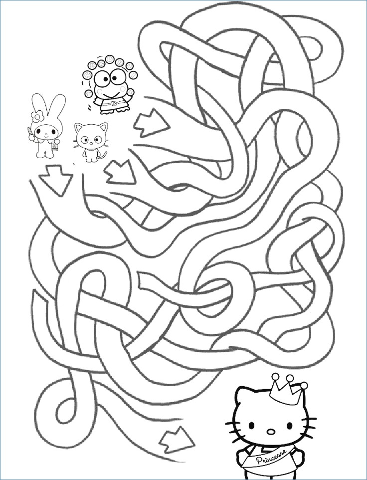 Hello Kitty Christmas Letter Maze And Coloring Page 736x962 Hello Kitty Christmas Letter Maze And Coloring Page