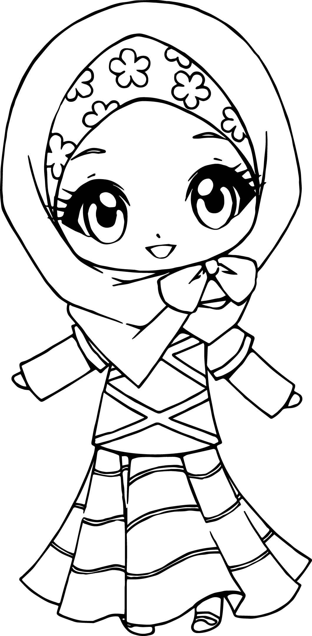 1060x2162 Muslim Anime Girl Coloring Page Wecoloringpage Pleasing