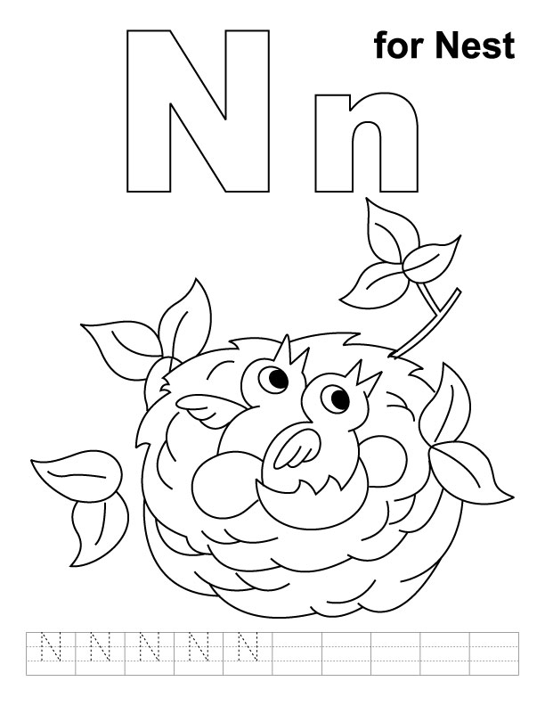 N Coloring Page N For Nest Coloring Page With Handwriting Practice 612x792 N Coloring Page N For Nest Coloring Page With Handwriting Practice