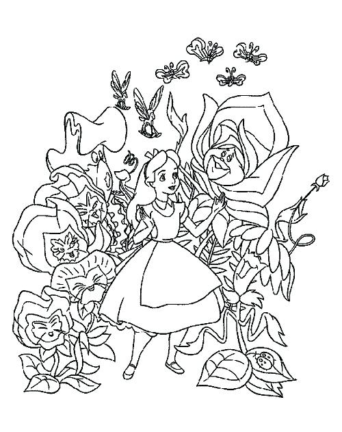 500x631 Alice In Wonderland Coloring Book Pages In Wonderland Coloring