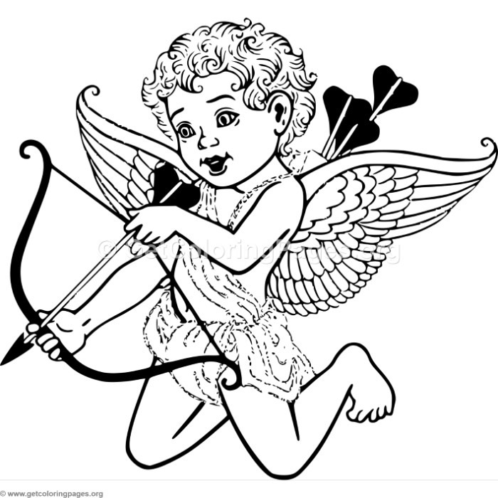Cute Valentines Angel With Love Arrow Coloring Pages 700x700 Cute Valentines Angel With Love Arrow Coloring Pages