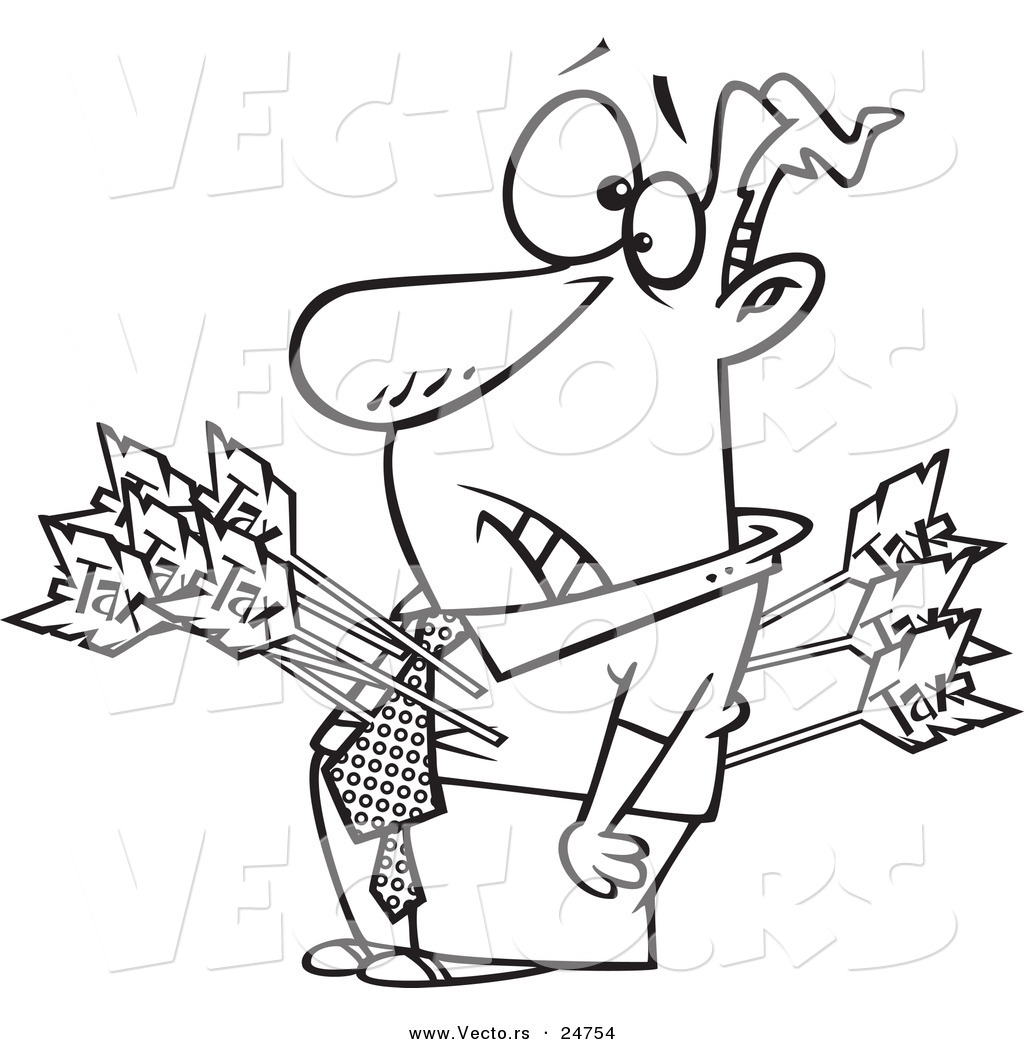 Vector Of A Cartoon Man Shot With Tax Arrows 1024x1044 Vector Of A Cartoon Man Shot With Tax Arrows