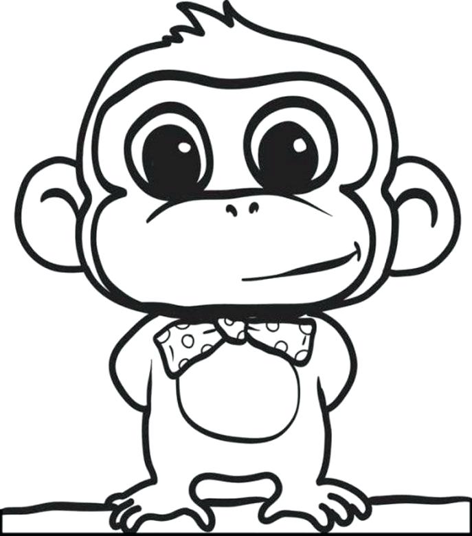 687x780 Baby Monkey Drawing Coloring Pages Of Baby Monkeys Monkey Coloring