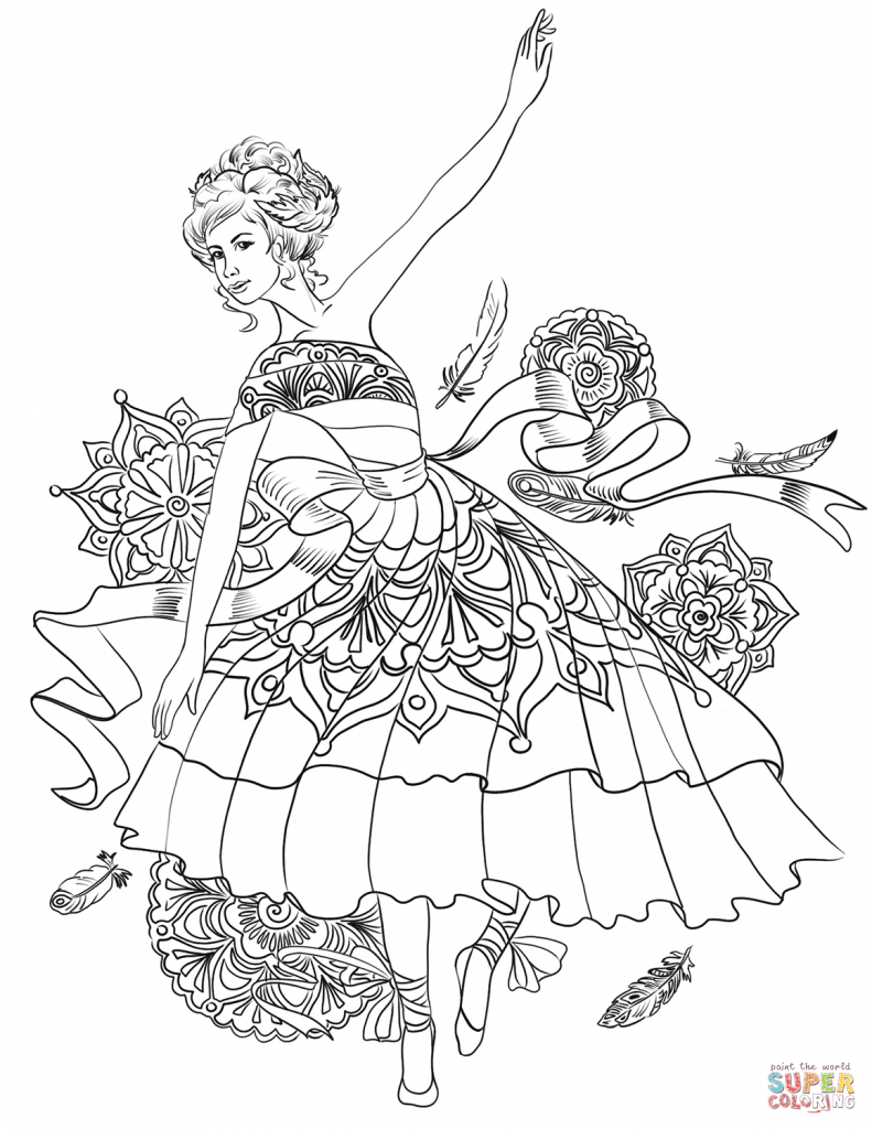 791x1024 Impressive Ballerina Coloring Pages With Dancer Ballet Free