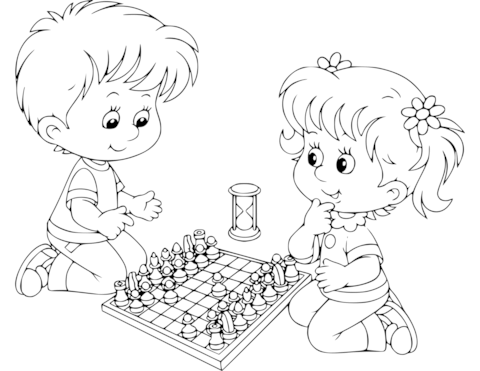 Boy And Girl Coloring Pages Printable Boy And Girl Playing Chess 480x371 Boy And Girl Coloring Pages Printable Boy And Girl Playing Chess