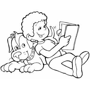 300x300 Children Reading Books Coloring Pages, Children Reading Colouring