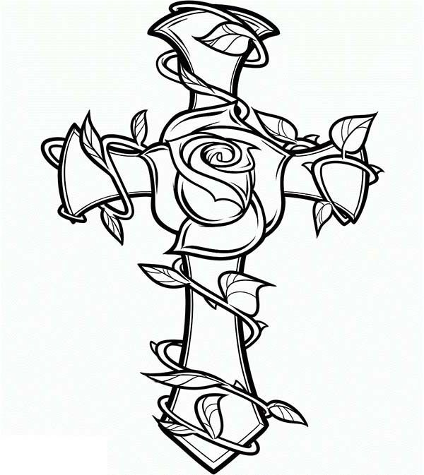 Coloring Pages Of Crosses And Roses Coloring Pages 600x673 Coloring Pages Of Crosses And Roses Coloring Pages