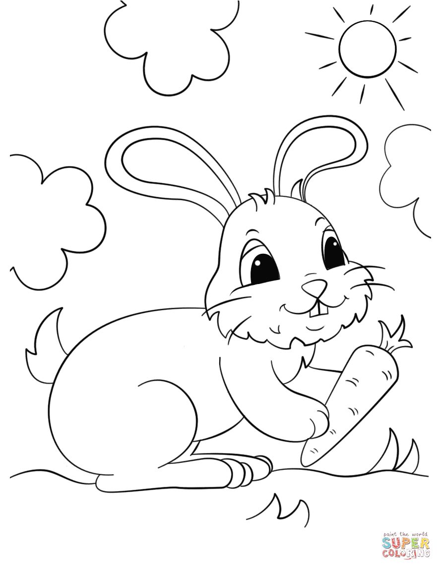 Cute Bunny Holding A Carrot Coloring Page For Bunny Rabbit 889x1150 Cute Bunny Holding A Carrot Coloring Page For Bunny Rabbit