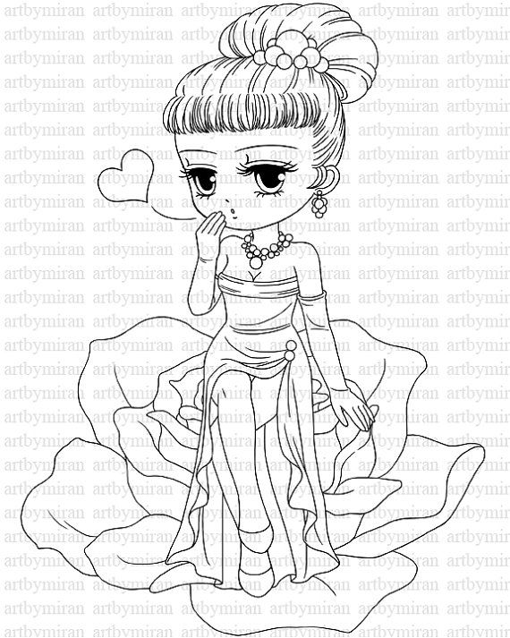 Valentine Digital Stamp( 26), Digi Stamp, Cute Girl Coloring Page 570x713 Valentine Digital Stamp( 26), Digi Stamp, Cute Girl Coloring Page